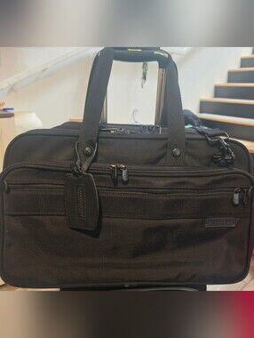Briggs & Riley Black Nylon Rolling Briefcase with Luggage Tag